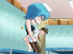 Hentai girl in swim suit teasing dick in locker room