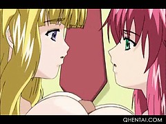 Bisexual hentai girlfriends fucking hard cock in threesome