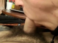 She makes him cum with her oral skills