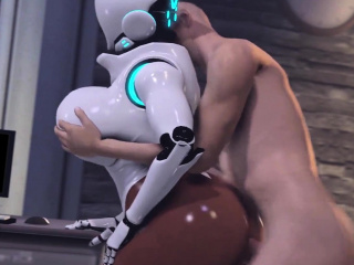 Big ass 3D ebony robot riding huge dick