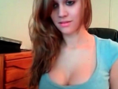 Girlfriend shows her fake tits on webcam