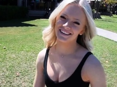 Hot busty amateur blonde babe jerking dick 1