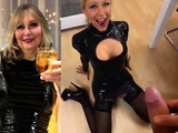 Shiny Rubber Dress Slut Pascal Drenched in Piss Sucking Cock